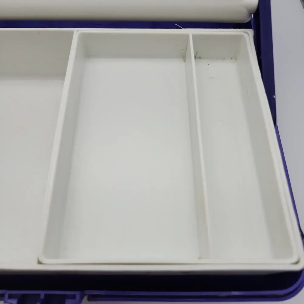 Vintage 90s Caboodles Makeup Case Purple Swirl Mirror Slide Out Trays 3 Tier USA